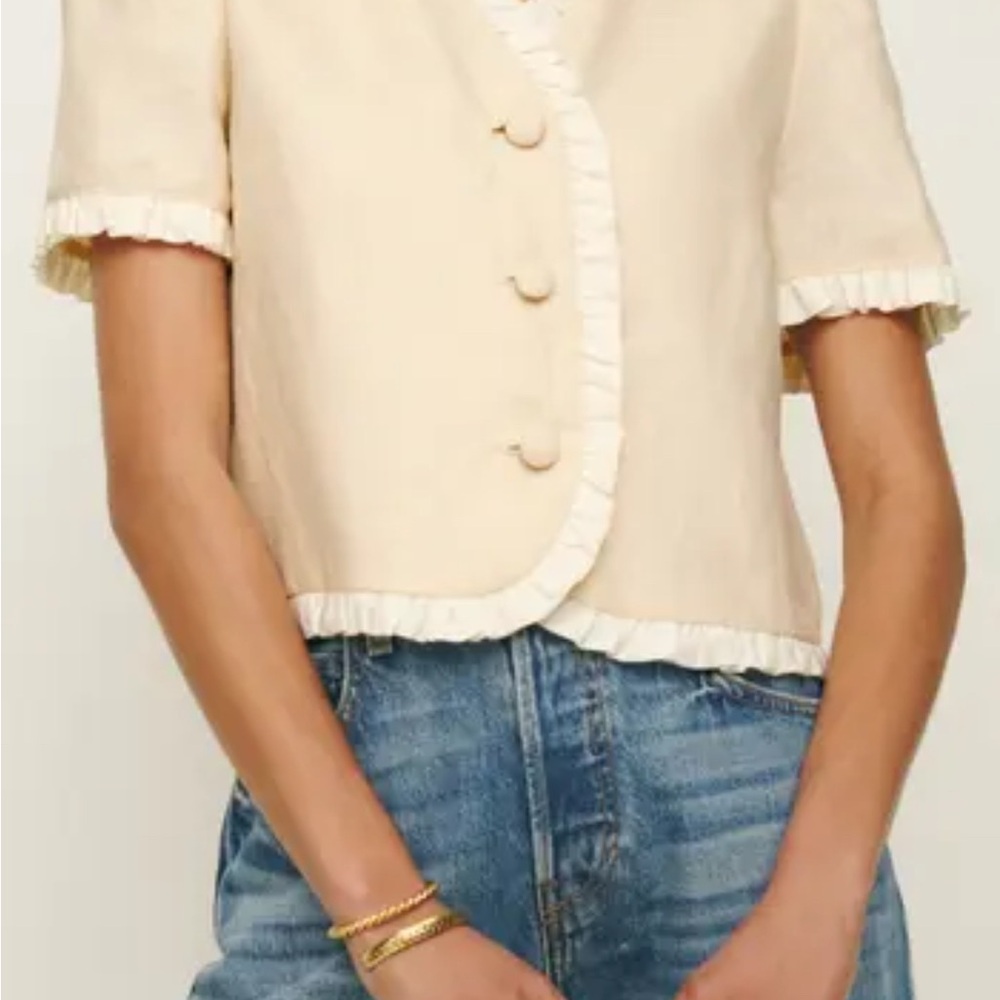 Reformation Bess Linen Top in Sugar